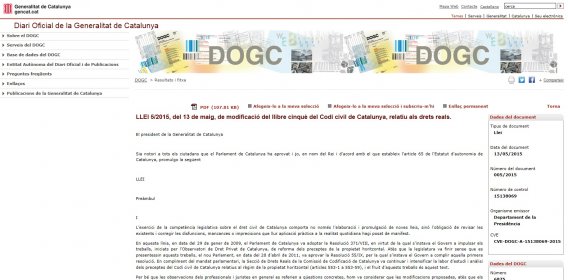 PUBLICACIÓ DE  LA MODIFICACIÓ DEL LLIBRE CINQUÈ DEL CODI CIVIL DE CATALUNYA 